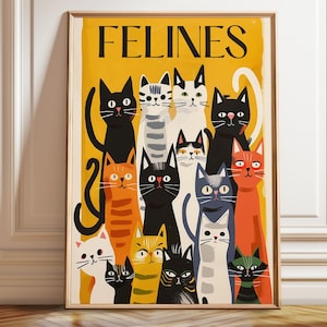 Matisse Style Cat Art Print: Colorful Feline Illustration