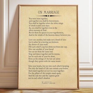 On Marriage Poem van Khalil Gibran The Prophet Print - poster, ingelijste en canvasafdruk