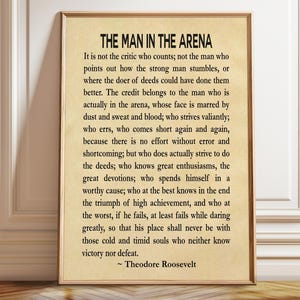 The Man In The Arena Print: Theodore Roosevelt Quote - Courage & Resilience
