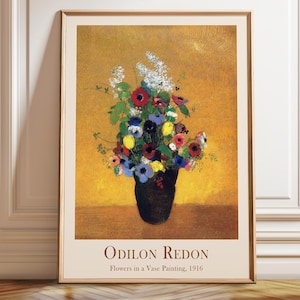 Odilon Redon Floral Painting: French Symbolist Art Print, Colorful Flowers