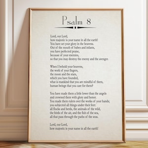 Psalm 8 Print Psalm Poster Bible Poster Bible Wall Art Christian Poster – Poster, Framed and Canvas Print