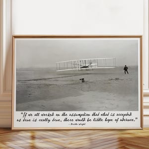 Citaat volharding Motievencitaat van Orville Wright Aviation Print – poster, ingelijste en canvasafdruk