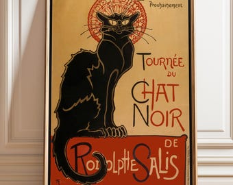 Cartel de Le Chat Noir – Théophile Steinlen Art Nouveau Black Cat Print, arte de pared francés vintage