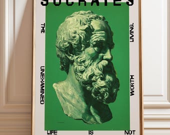 Socrates Sculpture Poster | Ancient Greek Philosophy Library Wall Art Print