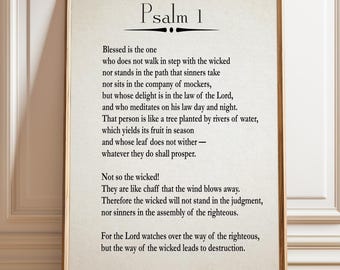 Psalm 1 Print: Minimalist Scripture Wall Art - Spiritual Decor