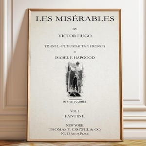 Les Miserables Title Page Print: Victor Hugo Book Cover
