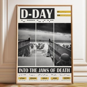 D-Day Poster WWII Ausstellungsplakat der D Day Landung - Vintage Kunst Militär für veteranen und Geschichtsgeschenk - Poster, gerahmt und Leinwanddruck