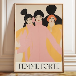Art Deco-tryck med starka kvinnor: Modeillustration, stärkande väggkonst bild 1