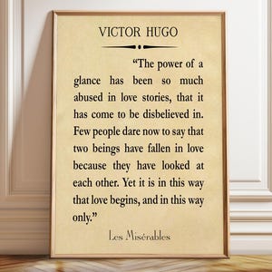 Victor Hugo Quote Les Misérables Quotes Les Misérables Poster Les Misérables Musical Victor Hugo Book Page - Poster, Framed and Canvas Print