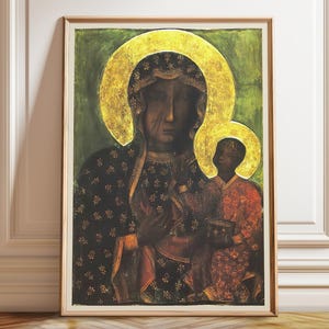 Sacred Art: Black Madonna of Czestochowa - Spiritual Devotion Art Blessed Virgin Mary Framed Poster