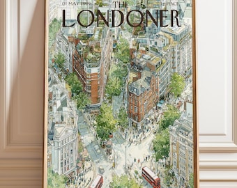 Plakat „The Londoner”: Ilustracja przedstawiająca ulicę Londynu – dekoracja ścienna z podróży