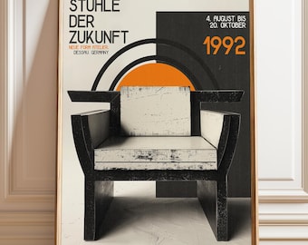 Tentoonstellingsposter Bauhaus-stoel: Duitse moderne meubelkunst aan de muur