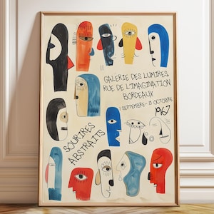 Arte mural de rostros abstractos - Ilustraciones únicas de rostros - Decoración de pared francesa - Póster artístico de la Galerie des Lumières - Póster, impresión enmarcada y en lienzo