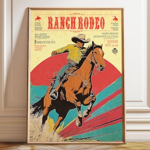 Ranch Rodeo Poster: Jacksonville Texas Cowboy Print