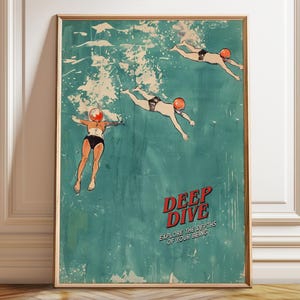 Poster sous-marin - oeuvre d'art déco plongée profonde - oeuvre d'art murale Explorez les profondeurs - poster, cadre et impression sur toile