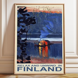 Póster de viaje a Finlandia: un encantador póster de viaje a Finlandia: sumérgete en el espíritu nórdico con arte mural finlandés (impresión en lienzo, póster y marco)