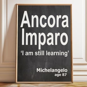 Citazione di Michelangelo Ancora Imparo Sto Ancora Imparando Arte di Michelangelo Citazione Latina Frase Latina Arte Murale - Poster, Cornice e Stampa su Tela
