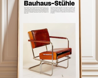Bauhaus Stuhl Print: Mid-Century Modern Möbel Kunst (Poster oder Leinwand)