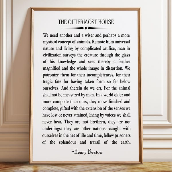 Impresión de regalo para veterinario: cita de Henry Beston, decoración para amantes de los animales