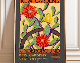 Kew Gardens Flower Poster: Vintage London Underground Travel Print