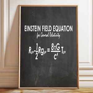 Einstein&#39;s Field Equation Math Patent Poster - Inspiring Math Class Decor - Ideal Physics Teacher&#39;s Gift - Poster, Framed, and Canvas Print