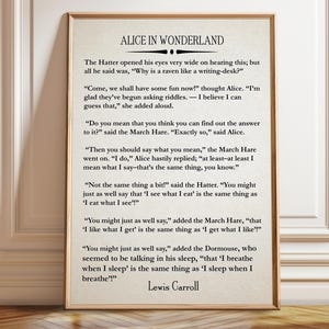 Alice in Wonderland Quote Print: Mad Hatter Tea Party Literary Wall Art