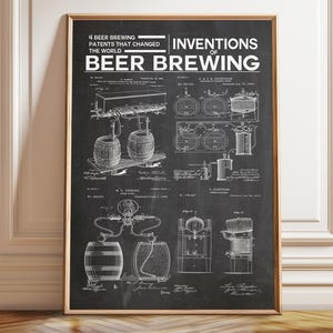 Beer Brewing Patent Art Print: Vintage Bar & Pub Wall Decor