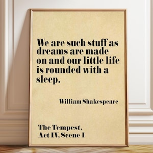 Shakespeare Quote Print: Literary Poster, The Tempest - WallBuddy Studio