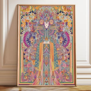 Mystical Goddess Art Print: Psychedelic Mandala Poster