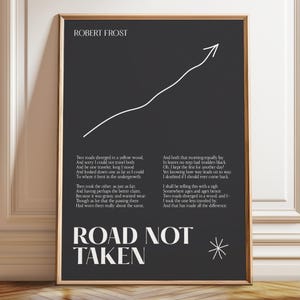 Robert Frost &#39;Road Not Taken&#39; Quote Poster: Modern Literary Wall Art