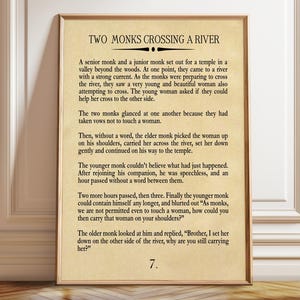 Two Monks Crossing A River Parable Buddhist Wisdom Story - Poster, Framed, and Canvas Print