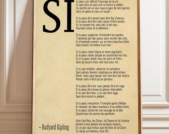 Si par Rudyard Kipling Poème en Français - Poster, Framed, and Canvas Print