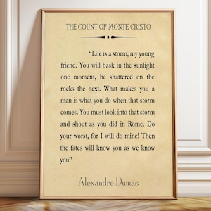 The Count of Monte Cristo Quote Monte Cristo Book Page Alexander Dumas Quote Monte Cristo Wall Art - Poster, Framed, and Canvas Print