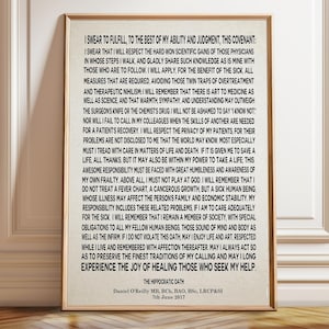 Doctor Oath Hippocratic Oath Doctor Gift Medical Graduation Gift Doctor Graduation Medical Print - Poster, Framed, and Canvas Print