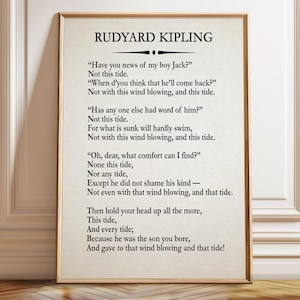 My Boy Jack Poem Print: Rudyard Kipling Poetry, Military Wall Art