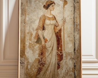 Römische Göttin Fortuna mit Stab Poster | Klassische Fresko Figur Wall Art Decor