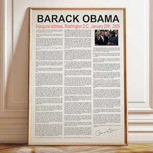 Barack Obama Inauguration Speech January 2009 - Poster, Framed, and Canvas Print