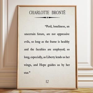 Charlotte Bronte Quote Print: Literary Wall Art, Book Lover Gift