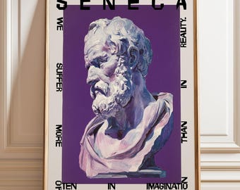 Seneca Sculpture Poster | Ancient Roman Philosophy Library Wall Art Print