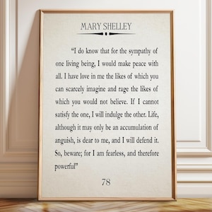 Frankenstein Book Quote by Mary Shelley Halloween Decor - Poster, Framed, and Canvas Print