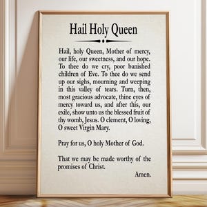 Wees gegroet koningin gebedsafdruk Katholiek decor gebedscadeau - poster, ingelijste en canvasafdruk