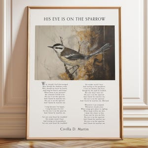 His Eye Is On The Sparrow Poster: Bird Hymnal Art