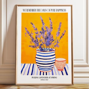 Póster de lavanda para pared - "Pura felicidad", obra de arte primaveral - Flores vibrantes para una decoración alegre del hogar - Póster, impresión enmarcada y en lienzo