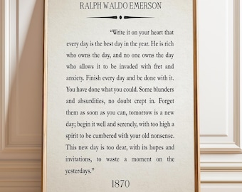 Ralph Waldo Emerson Zitat Druck: Literarische Kunst, Inspirational Wall Decor