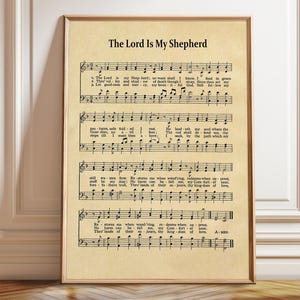 The Lord Is My Shepherd Hymn Sheet Hymn Music Sheet Posters Hymn Poster Hymn Prints Psalm Print - Poster, Framed, and Canvas Print