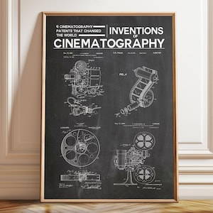 Captivate Your Movie Room with Cinematography Inventions - Film Reels Patent - Poster, Framed, and Canvas Print