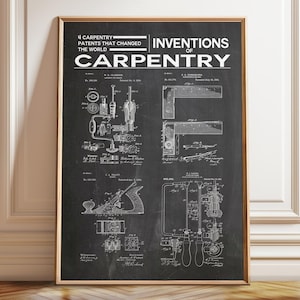Carpentry Inventions Patent Print: Holzbearbeitungsdekor für Werkzeugliebhaber