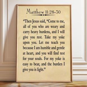 Gospel Wall Art Gospel Posters Bible Wall Art Christian Prints Decor Gospel of Matthew Bible Quote - Poster, Framed, and Canvas Print