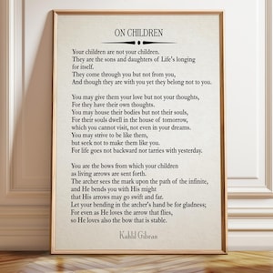 カリル・ジブランの詩「子供について」預言者の言葉 - ポスター、額入り、キャンバスプリント