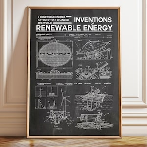 Renewable Energy Patent Art Print: Solar, Wind & Sustainable Power